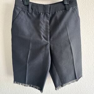 3.1 Phillip Lim Flat Front Bermuda Shorts with Fringe Hem Navy size 0